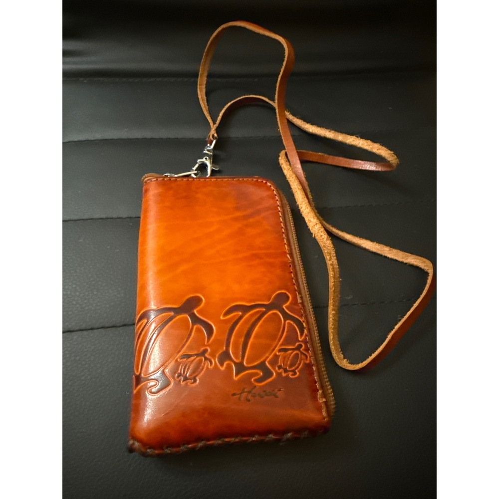 Island Leather‎ Collection Hawaii Honu Passport Pouch, Genuine Leather Crossbody